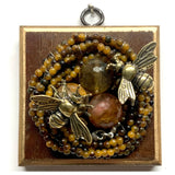 Wooden Frame with Bees on Necklace