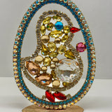 A Czech Rhinestone Egg with Chick