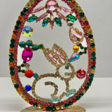 A Czech Rhinestone Egg with Rabbit