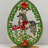 A Czech Rhinestone Egg with Rooster