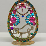 A Czech Rhinestone Egg with Lamb