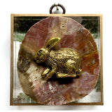 Acrylic Frame with Bunny on Petrified Wood / Slight Imperfections