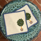 Hand-stitched Cocktail Napkins - Topiary