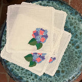 Hand-stitched Cocktail Napkins - Hydrangea