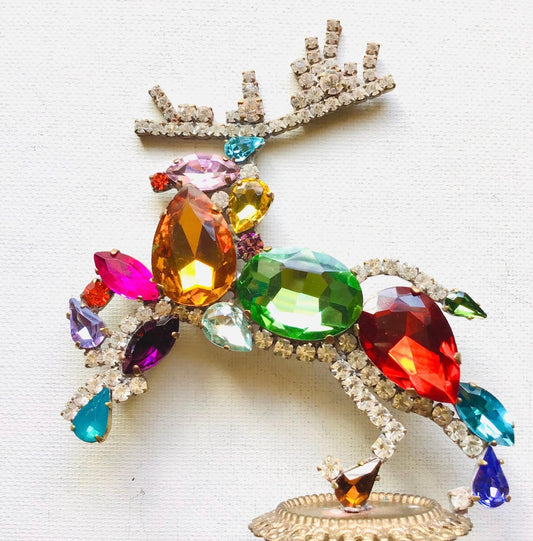 Czech Rhinestone Christmas Stag (facing left)