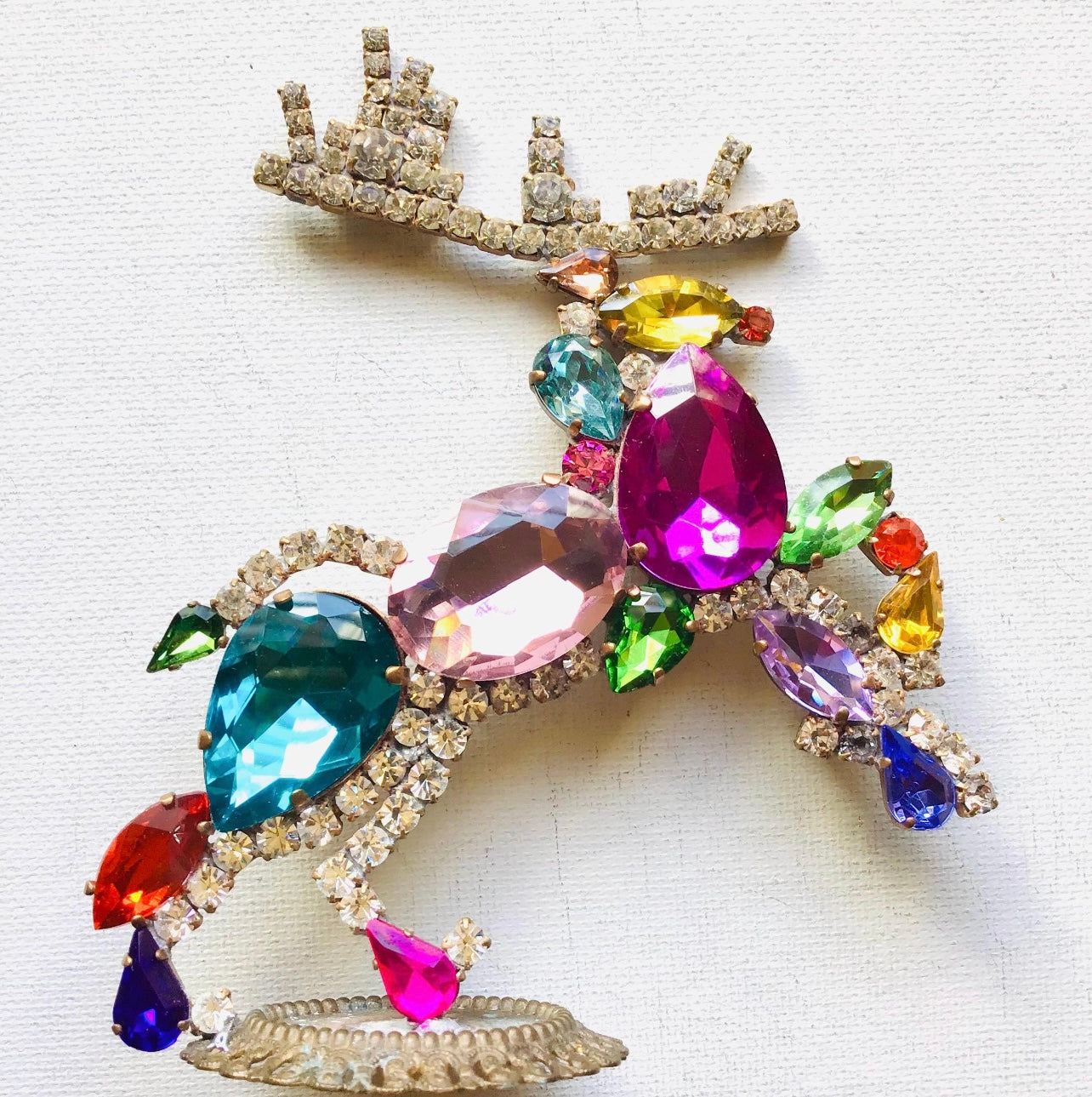 Czech Rhinestone Christmas Stag (facing right)