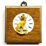 Wooden Frame with Enamel Panther on Clock Face