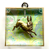 Marbled Paper backed Acrylic Frame with Hare /Slight Imperfections