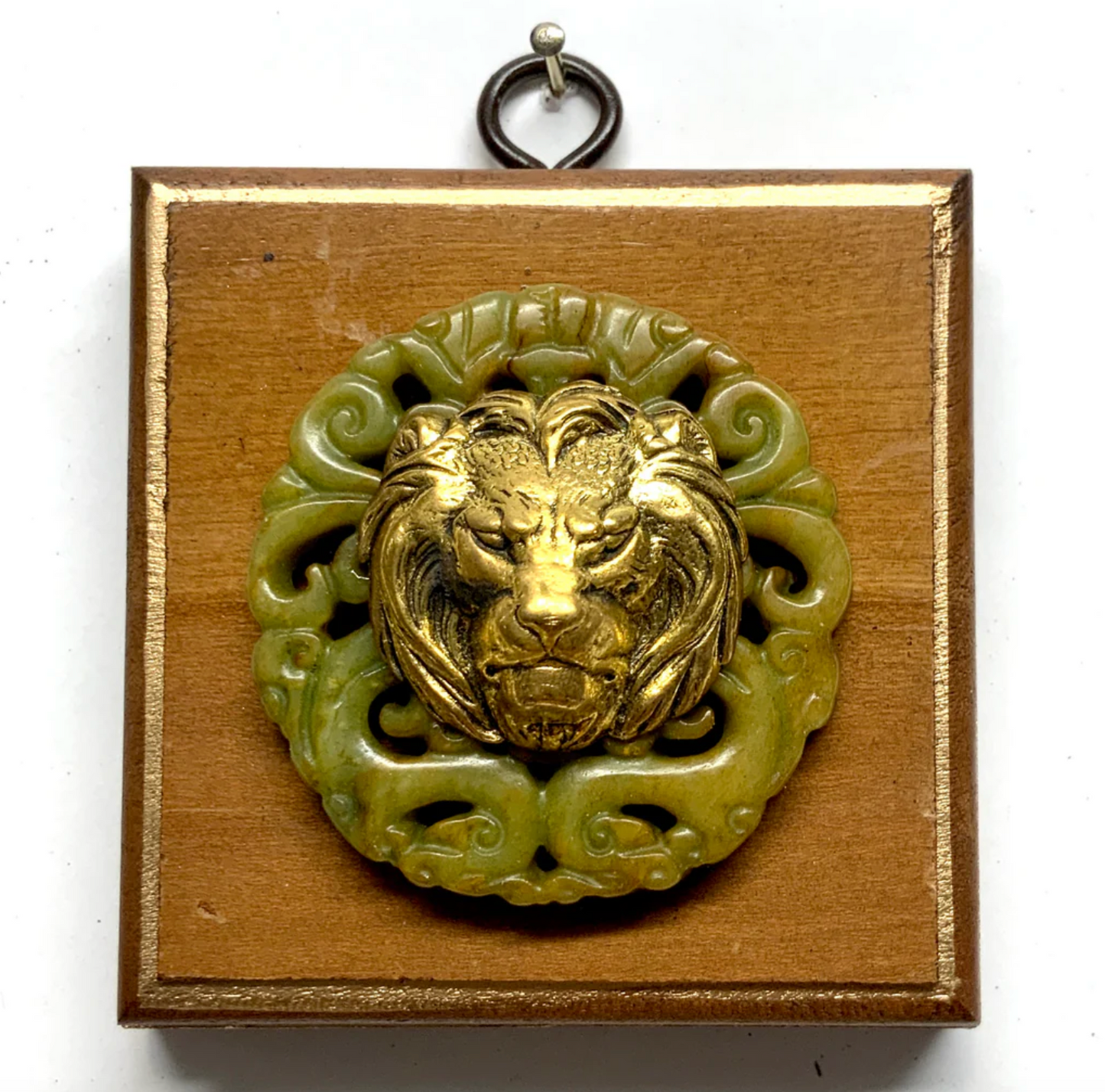 Wooden Frame with Lion on Jade