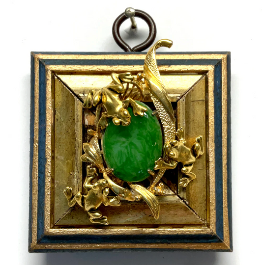 Painted Frame with Frogs on Brooch