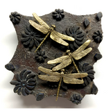 Carved Wooden Block Frame with Dragonflies