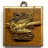 Wooden Frame with Swallow on Carved Wood