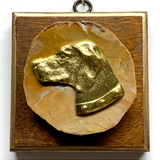 Wooden Frame with Stately Dog on Petrified Wood