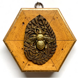 Wooden Frame with Grande Bee on Carved Wood