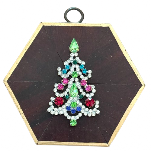 Wooden Frame with Czech Tree Brooch