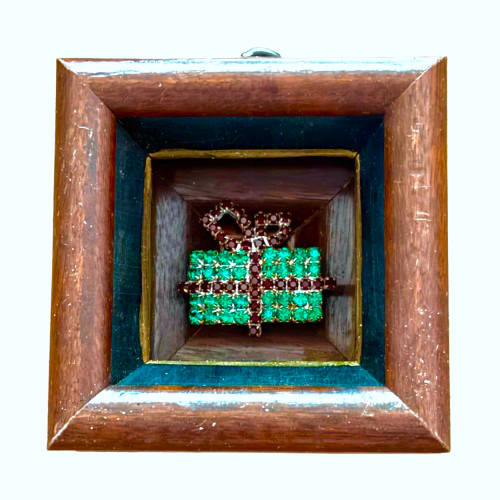 Wooden Frame with Czech Gift Brooch