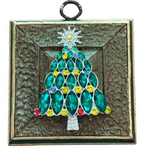 Wooden  Frame with Czech Tree Brooch